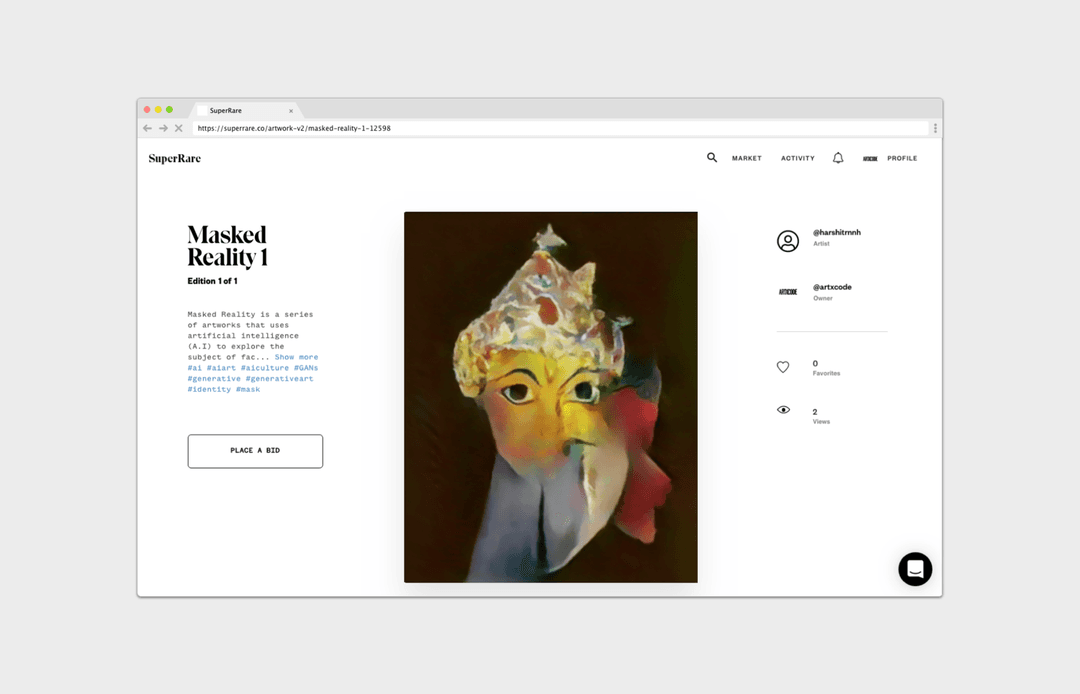 Masked Reality 1 by Harshit Agrawal on SuperRare.com