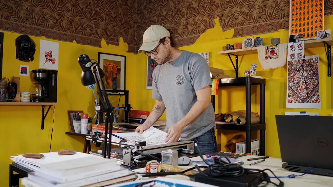 Juan Rodríguez García in his studio, located in Puebla, Mexico.